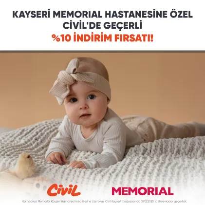 Memorial Kayseri Hastanesi misafirlerine özel Civil Kayseri mağazasında %10 Anında İndirim!